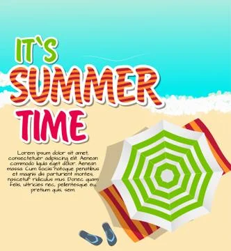 Summer Time Background. Sunny Beach in Flat Design Style Stock Illustration