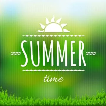 Summer Time Banner With Grass Stock Illustration