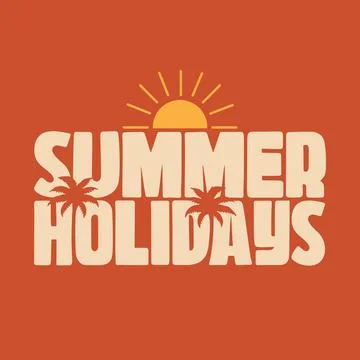 Summer time banner template with hand drawn lettering and sun rays vector Stock Illustration