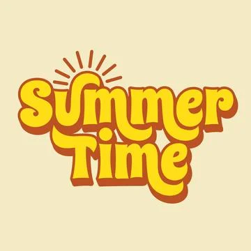 Summer time banner template with hand drawn lettering Stock Illustration