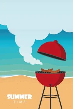 Summer time barbeque on the beach Stock-Illustration