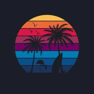 Summer time on the beach artwork design. Stock-Illustration