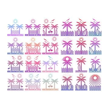 Summer time on the beach collection Stock Illustration