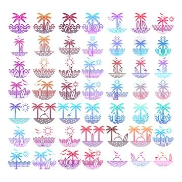 Summer time on the beach collection Stock Illustration