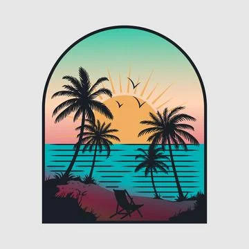 Summer time on the beach design artwork. イラスト素材