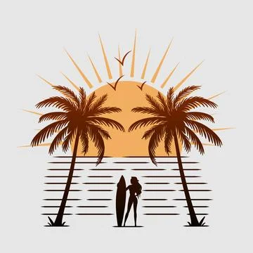 Summer time on the beach design artwork. Stock Illustration