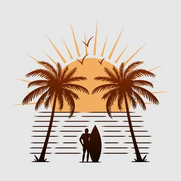 Summer time on the beach design artwork. Stock Illustration