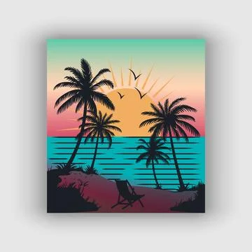 Summer time on the beach design artwork. Stock-Illustration