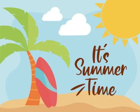 Summer time with beach elements Stock Illustration