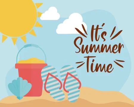 Summer time with beach elements 스톡 일러스트