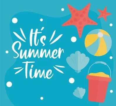 Summer time with beach elements イラスト素材