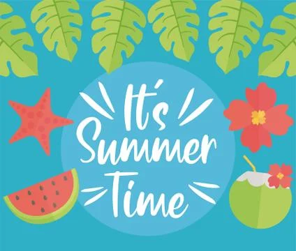 Summer time with beach elements Stock Illustration