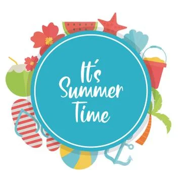 Summer time with beach elements Stock Illustration