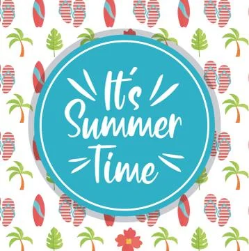 Summer time with beach elements Stock Illustration