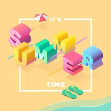 Summer time on beach isometric Stock Illustration