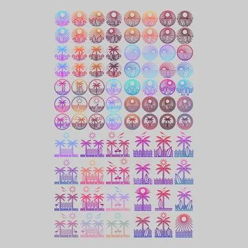 Summer time on the beach mega collection Stock Illustration