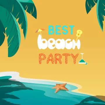 Summer time beach party fun flyer Stock Illustration