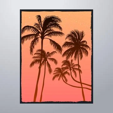Summer Time On The Beach Poster Artwork Stock Illustration