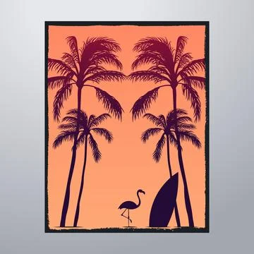Summer Time On The Beach Poster Artwork Stock-Illustration