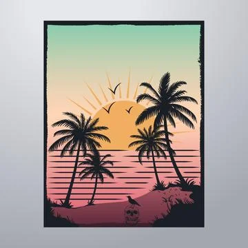 Summer Time On The Beach Poster Artwork Stock-Illustration