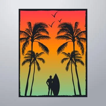 Summer Time On The Beach Poster Artwork Stock-Illustration