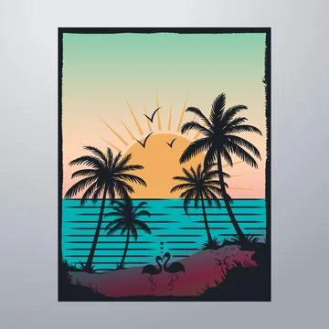 Summer Time On The Beach Poster Artwork Stock-Illustration