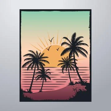 Summer Time On The Beach Poster Artwork Stock-Illustration