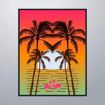 Summer Time On The Beach Poster Artwork Stock-Illustration