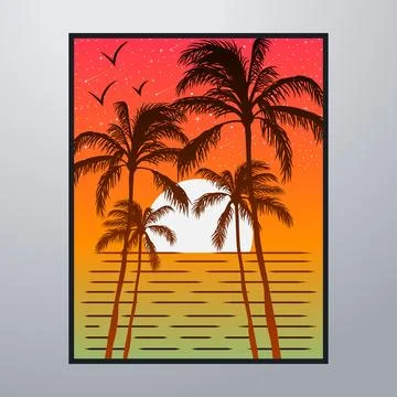 Summer Time On The Beach Poster Artwork Stock-Illustration