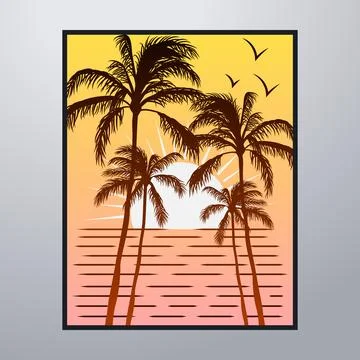 Summer Time On The Beach Poster Artwork Stock-Illustration