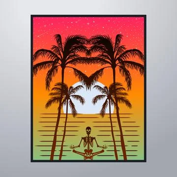Summer Time On The Beach Poster Artwork Stock-Illustration