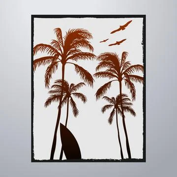 Summer Time On The Beach Poster Artwork Stock Illustration