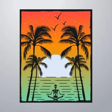 Summer Time On The Beach Poster Artwork Stock-Illustration