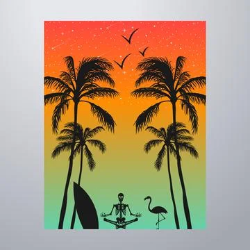 Summer Time On The Beach Poster Artwork Stock-Illustration
