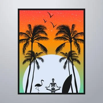Summer Time On The Beach Poster Artwork Stock-Illustration