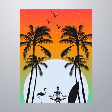 Summer Time On The Beach Poster Artwork Stock-Illustration