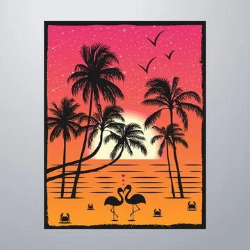Summer Time On The Beach Poster Artwork Stock-Illustration