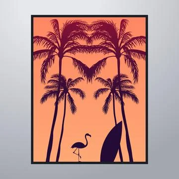 Summer Time On The Beach Poster Artwork Stock-Illustration