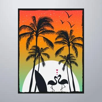 Summer Time On The Beach Poster Artwork Stock-Illustration