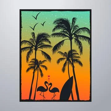 Summer Time On The Beach Poster Artwork Stock-Illustration