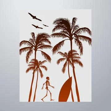 Summer Time On The Beach Poster Artwork Stock-Illustration
