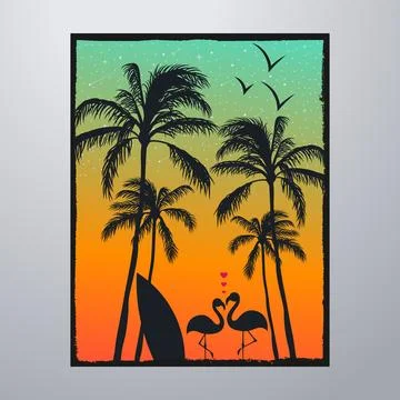 Summer Time On The Beach Poster Artwork Stock-Illustration