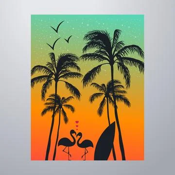 Summer Time On The Beach Poster Artwork Stock Illustration
