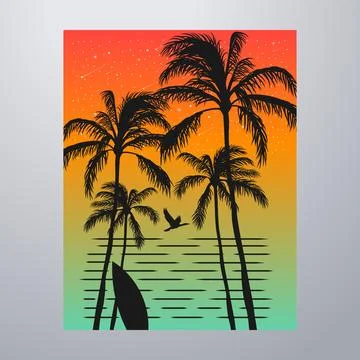 Summer Time On The Beach Poster Artwork Stock-Illustration