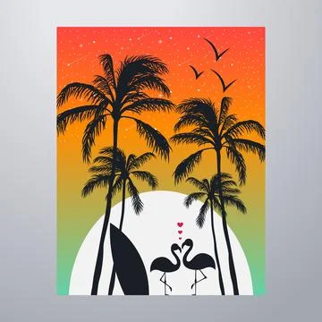 Summer Time On The Beach Poster Artwork Stock Illustration