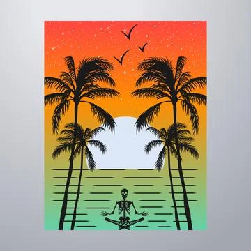 Summer Time On The Beach Poster Artwork Stock-Illustration