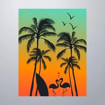 Summer Time On The Beach Poster Artwork Stock-Illustration