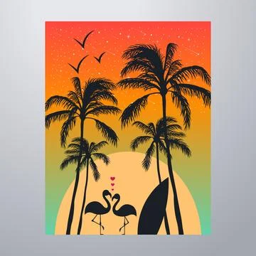 Summer Time On The Beach Poster Artwork Stock-Illustration