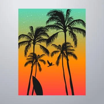 Summer Time On The Beach Poster Artwork Stock-Illustration