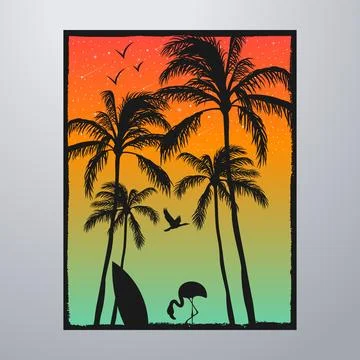 Summer Time On The Beach Poster Artwork Stock-Illustration